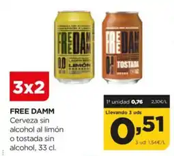 Alimerka FREE DAMM Cerveza sin alcohol al limón o tostada sin alcohol oferta