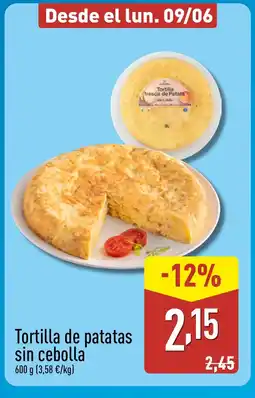 ALDI Tortilla de patatas sin cebolla oferta