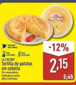 ALDI LA COCINA Tortilla de patatas sin cebolla oferta