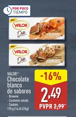 ALDI VALOR Chocolate blanco de sabores oferta