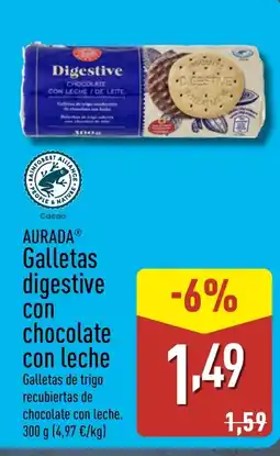 ALDI AURADA Galletas digestive con chocolate con leche oferta