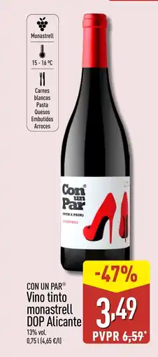 ALDI CON UN PAR Vino tinto monastrell DOP Alicante oferta