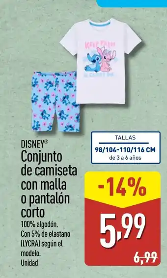 ALDI DISNEY Conjunto de camiseta con malla o pantalón corto oferta