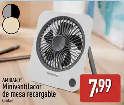 ALDI AMBIANO Miniventilador de mesa recargable oferta