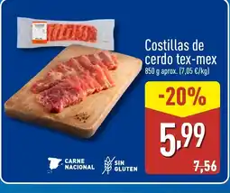 ALDI Costillas de cerdo tex-mex oferta