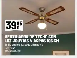 Brico Depôt Ventilador de techo con luz jouvias 4 aspas oferta