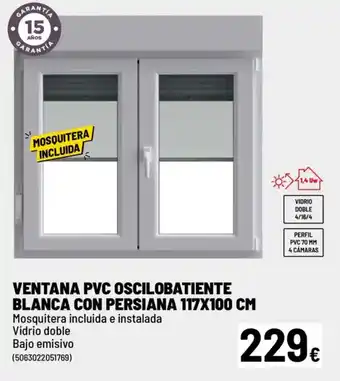 Brico Depôt Ventana pvc oscilobatiente blanca con persiana oferta