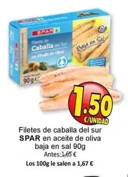 SPAR SPAR Filetes de caballa del sur en aceite de oliva baja en sal oferta