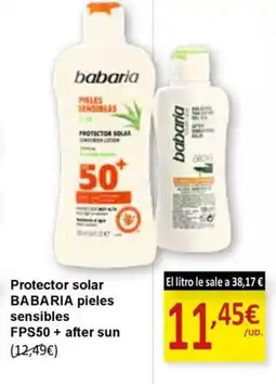 SPAR BABARIA Protector solar pieles sensibles FPS50+ after sun oferta