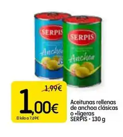 Dialprix SERPIS Aceitunas rellenas de anchoa clásicas o+ligeras oferta