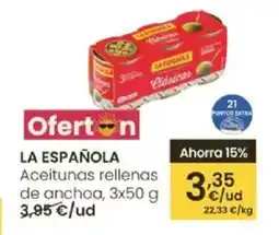 Eroski LA ESPAÑOLA Aceitunas rellenas de anchoa oferta