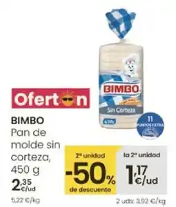 Eroski BIMBO Pan de molde sin corteza oferta