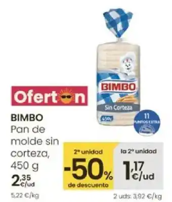 Eroski BIMBO Pan de molde sin corteza oferta