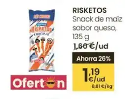 Eroski RISKETOS Snack de maíz sabor queso oferta