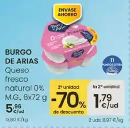 Eroski BURGO DE ARIAS Queso fresco natural oferta