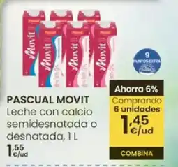 Eroski PASCUAL MOVIT Leche con calcio semidesnatada o desnatada oferta