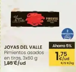 Eroski JOYAS DEL VALLE Pimientos asados en tiras oferta