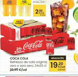 Eroski COCA COLA Refresco de cola original, zero o zero zero oferta