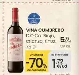 Eroski VIÑA CUMBRERO D.O.Ca. Rioja, crianza oferta