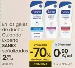 Eroski SANEX En los geles de ducha Cuidado Eperto oferta