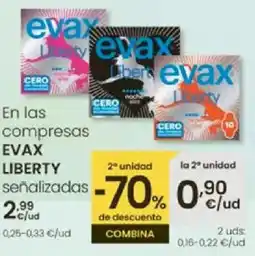 Eroski EVAX LIBERTY En las compresas oferta