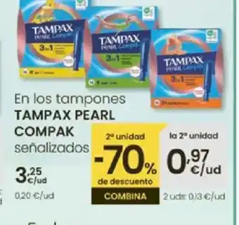 Eroski TAMPAX PEARL COMPAK En los tampones oferta