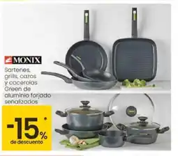 Eroski MONIX Sartenes, grills, cazos y cacerolas Green de aluminio forjado señalizados oferta