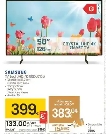 Eroski SAMSUNG TV Led UHD 4K 50DU7105 oferta