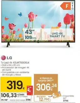 Eroski LG Tv Led 4k 43UR78006LK oferta