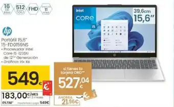 Eroski HP Portátil 15,6" 15-FD0159NS oferta