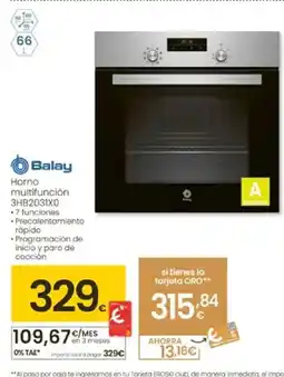Eroski BALAY Horno multifunción 3HB2031X0 oferta