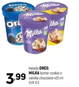 Coviran OREO, MILKA Helado butter cookie o vainilla chocolate oferta