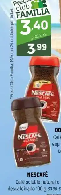 Coviran NESCAFÉ Café soluble natural o descafeinado oferta