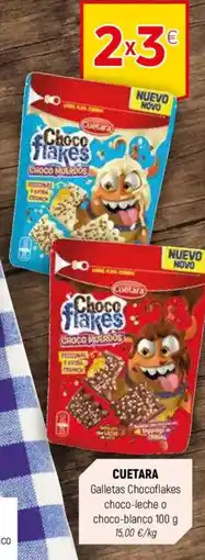 Coviran CUETARA Galletas Chocoflakes choco-leche o choco-blanco oferta
