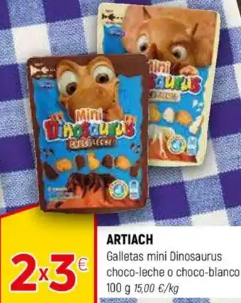 Coviran ARTIACH Galletas mini Dinosaurus choco-leche o choco-blanco oferta