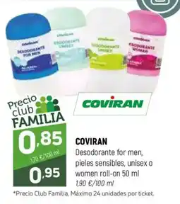 Coviran COVIRAN Desodorante for men, pieles sensibles, unisex o women roll-on oferta