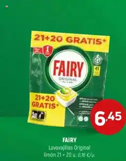 Coviran FAIRY Lavavajillas Original limón 21+ 20 u. oferta