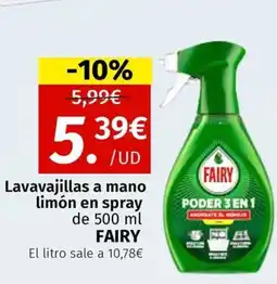 Maskom Supermercados FAIRY Lavavajillas a mano limón en spray oferta
