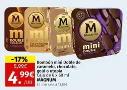 Maskom Supermercados MAGNUM Bombón mini Doble de caramelo chocolate gold o utopia oferta