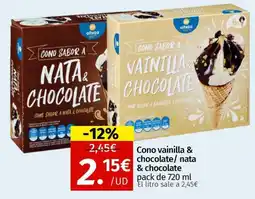 Maskom Supermercados Cono vainilla & chocolate/ nata & chocolate oferta