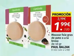 Maskom Supermercados PAUL BALZAK Mousse foie gras de pato o a la brasa oferta