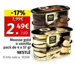 Maskom Supermercados NESTLÉ Mousse gold o vainilla oferta