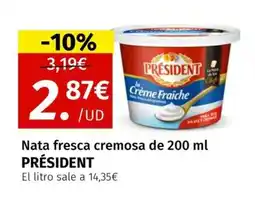 Maskom Supermercados PRÉSIDENT nata fresca cremosa oferta