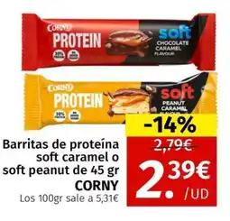 Maskom Supermercados CORNY Barritas de proteína soft caramel o soft peanut oferta