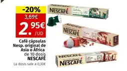 Maskom Supermercados NESCAFÉ Café cápsulas Nesp. original de Asia o África de 10 dosiş oferta