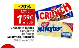 Maskom Supermercados MILKYBAR/CRUNCH Chocolate blanco o crujiente oferta