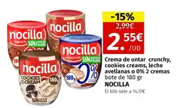 Maskom Supermercados NOCILLA Crema de unatr crunchy cookies creams leche avellanas o 0% 2 cremas oferta