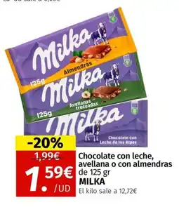 Maskom Supermercados MILKA Chocolate con leche avellana o con almendras oferta
