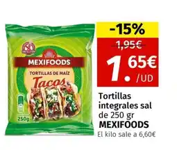 Maskom Supermercados MEXIFOODS tortillas integrales sal oferta