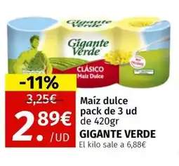 Maskom Supermercados GIGANTE VERDE Maiz dulce oferta